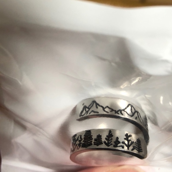 FREE SHIPPING Silver Mountain Cuff Bracelet & Wrap Ring, adjustable, NEW - Picture 6 of 7